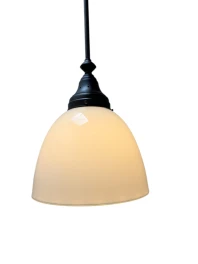 Art Nouveau Pendant Lamp with Ultra Rare Milk Glass Shade, 1900s